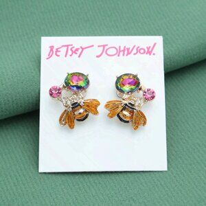 Betsey Johnson Colorful Bee Stud Earrings Trendy Fashion Statement Jewelry